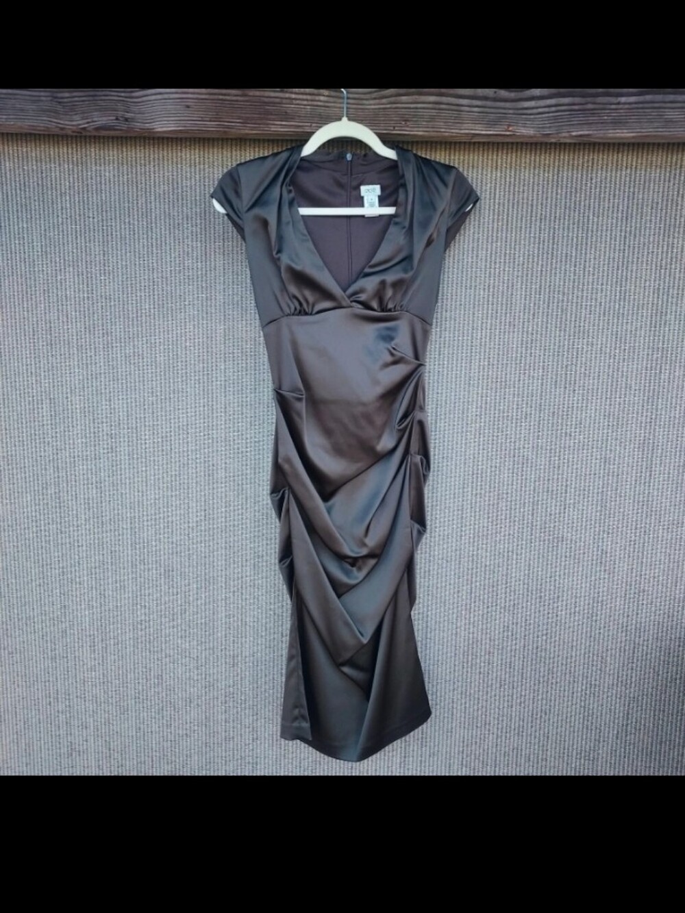 Vintage Y2K Caché Chocolate Ruched Brown Midi Dress 4